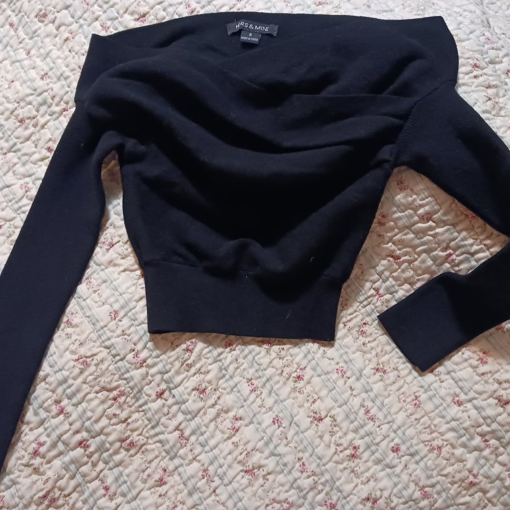 Black knit off shoulder sweater